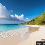 Home 23 앤티가 바부다 해변 추천 - A serene and nearly untouched Caribbean beach scene at Half Moon Bay, Antigua, featuring fine white ...